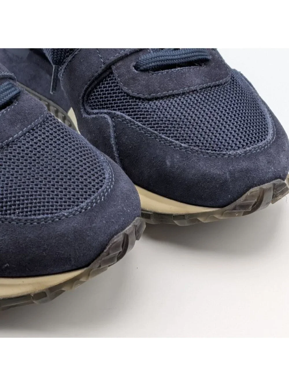 Louis Vuitton Run Away Line Navy Suede Mesh LV Logo Sneakers in Heels